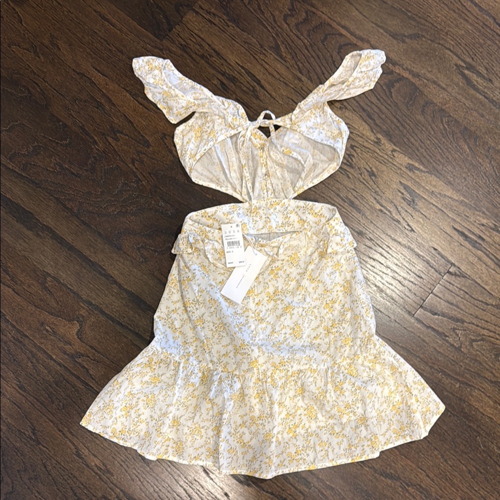 Lush Yellow Floral Backless Dress